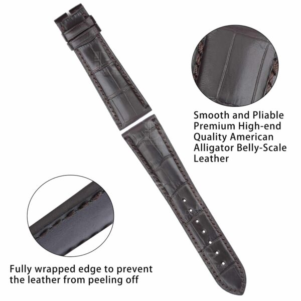 Custom replacement alligator brown leather Zenith watch straps and watch bands 19mm 20mm 21mm 22mm for Zenith El Primero Chronomaster, Elite Classic Academy