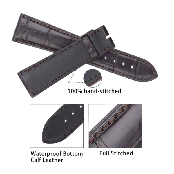 Custom replacement alligator brown leather Zenith watch straps and watch bands 19mm 20mm 21mm 22mm for Zenith El Primero Chronomaster, Elite Classic Academy