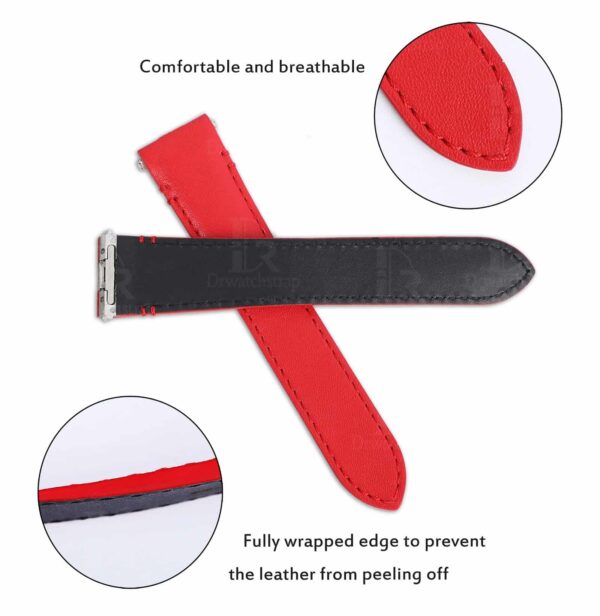 custom quickswitch red leather watch strap band replacement Cartier Santos Larga Medium 35mm 40mm watches