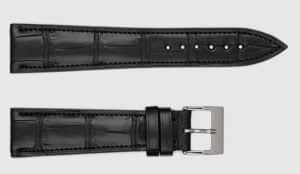 Leather watch strap with pin buckle end