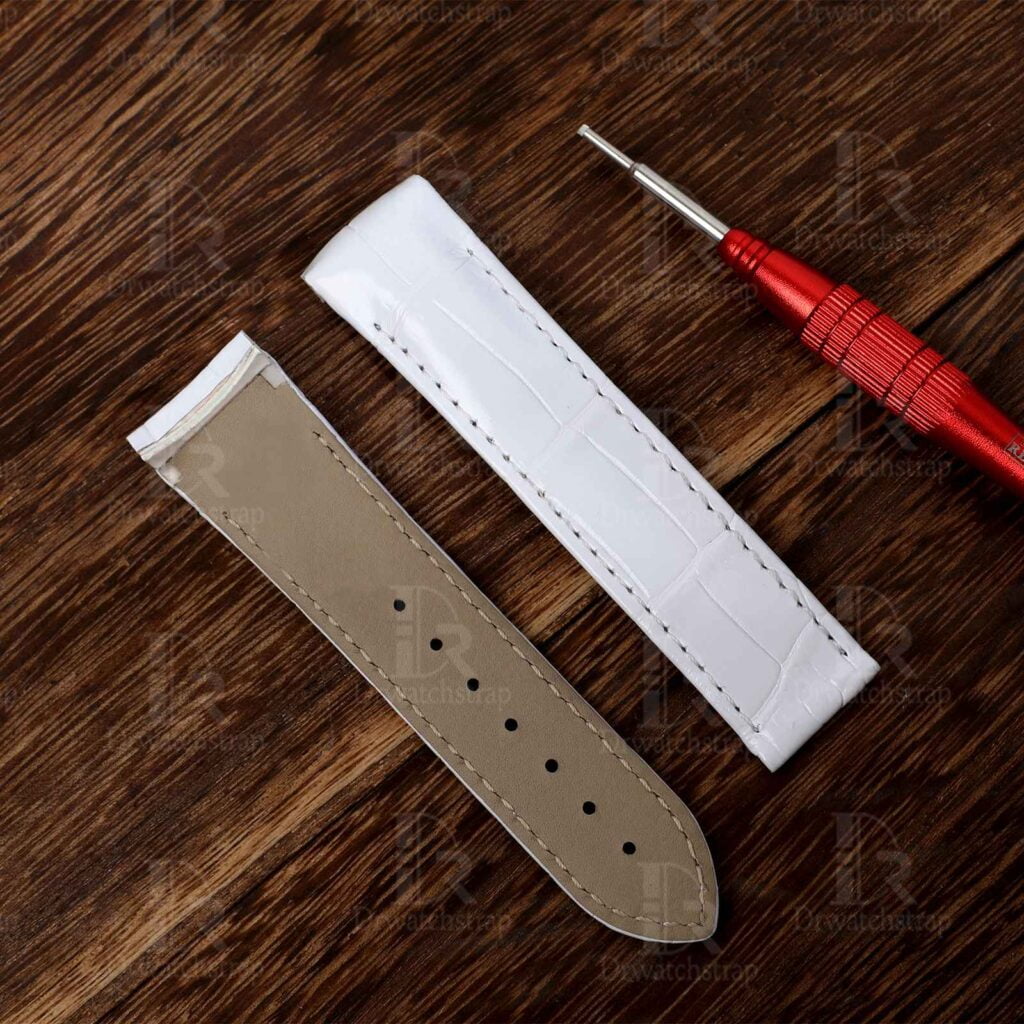 Buy custom engraved Omega white leather watch band bracelet