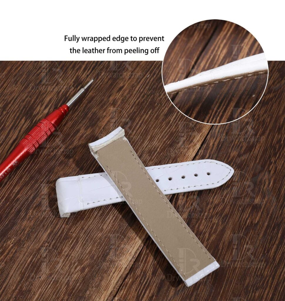 Handmade replacement Omega Seamaster Planet Ocean 600m white leather watch strap for sale