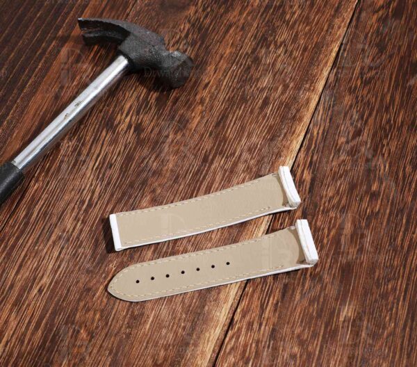 Handmade replacement Omega Seamaster Planet Ocean 600m straps white leather watch strap for Omega luxury watches for sale watchband online