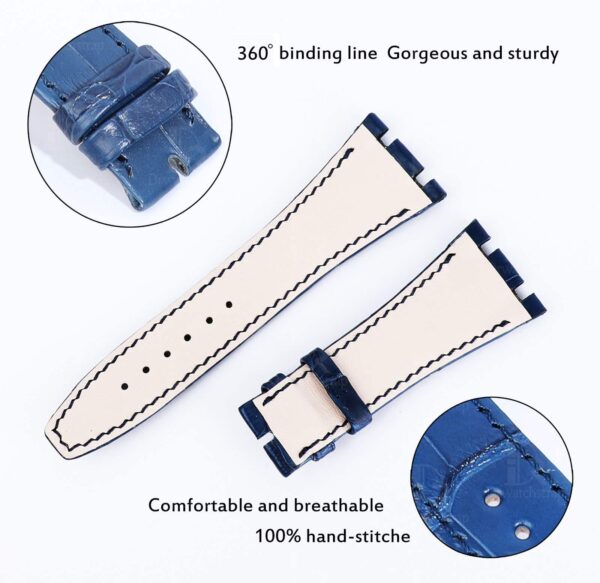 1616914926-Buy-Handmade-Custom-Audemars-Piguet-Blue-Alligator-Leather-watch-strap-for-sale (7) Handmade replacement Audemars Piguet Royal Oak Blue Leather watch band American Alligator leather custom made