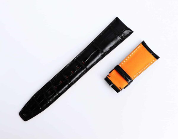 IWC Santoni Black Alligator leather strap replacement watchband orange inner
