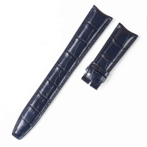 Handmade curved end alligator blue leather watchband for IWC IWC Portuguese Portofino straps for sale