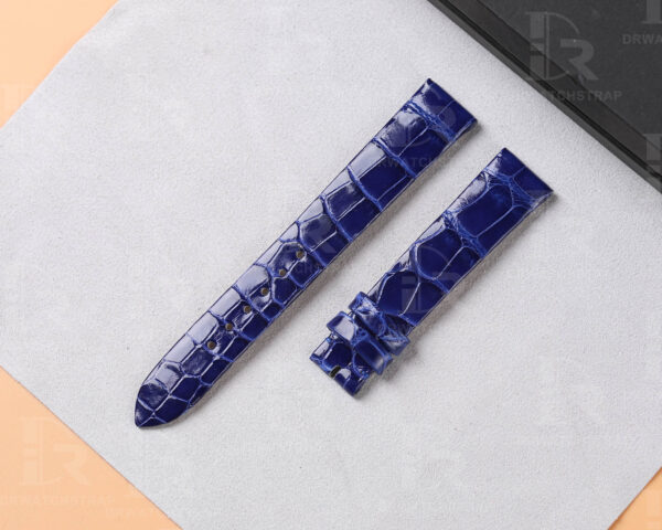 Replacement custom handmade blue alligator leather watchband for Jaeger-Lecoultre straps