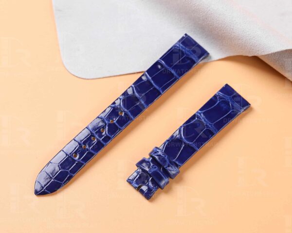 Replacement custom handmade blue alligator leather watchband for Jaeger-Lecoultre straps
