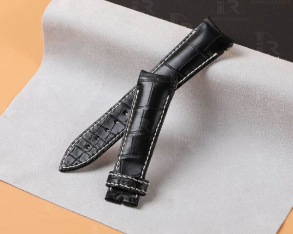 Custom handmade Breguet type xxi strap and watch band for Breguet type xxi flyback chronograph 3810 luxury watches - aftermarket leather straps craftsmanship Black Grade A American Crocodile watch band for sale at low price