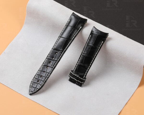 Custom handmade Breguet type xxi strap and watch band for Breguet type xxi flyback chronograph 3810 luxury watches - aftermarket leather straps craftsmanship Black Grade A American Crocodile watch band for sale at low price