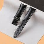 Custom handmade Blacke alligator leather white stiching watch bands for Breguet Type XXI 3810 strap