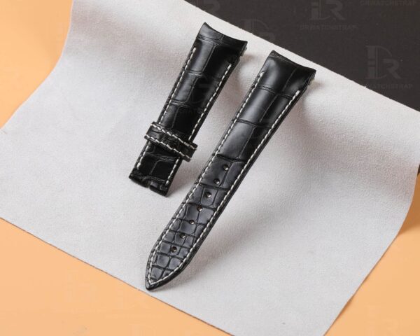Custom handmade Breguet type xxi strap and watch band for Breguet type xxi flyback chronograph 3810 luxury watches - aftermarket leather straps craftsmanship Black Grade A American Crocodile watch band for sale at low price