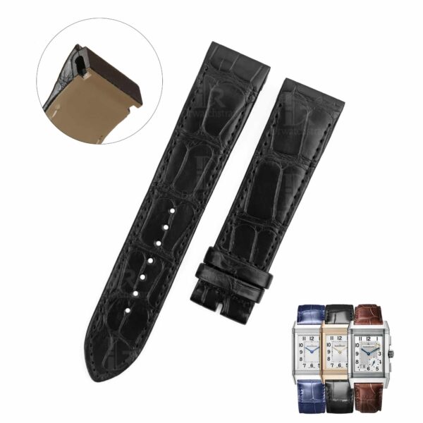 Buy custom Jaeger Lecoultre Reverso Black leather 22mm handmade for sale(2)