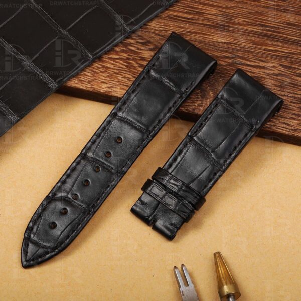 Buy custom Jaeger Lecoultre Reverso Black leather watch strap 22mm handmade for sale (1)