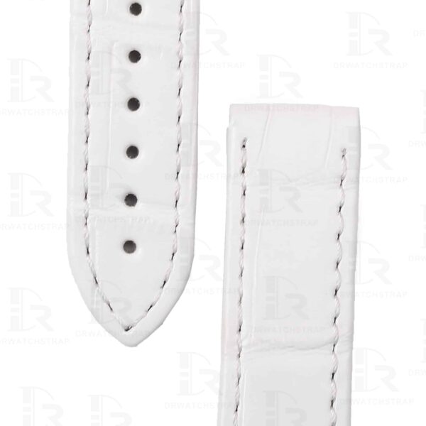 Buy custom Omega Seamaster Planet Ocean 600m white alligator crocodile leather watch strap Handmade watch bands (2)