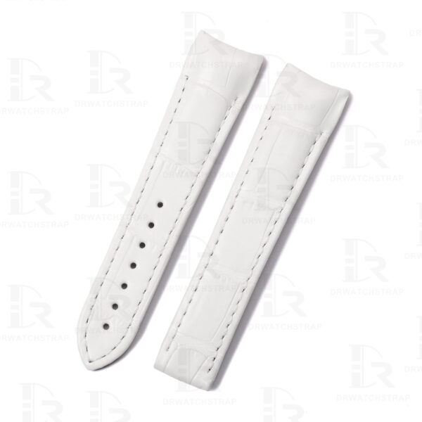 Buy custom Omega Seamaster Planet Ocean 600m white alligator crocodile leather watch strap Handmade watchbands (1)