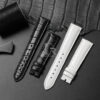 Custom Black White Alligator leather strap replacement for Rolex Cellini