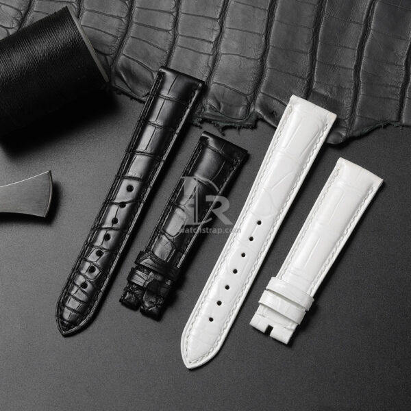Custom Black White Alligator leather strap replacement for Rolex Cellini