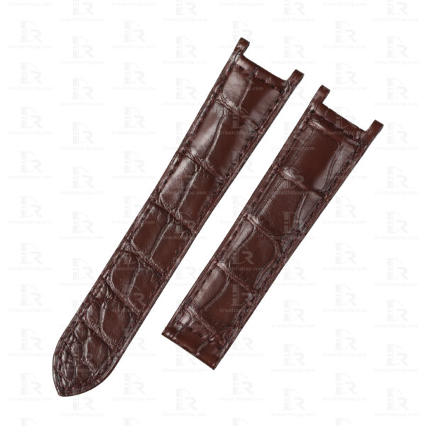 Custom Brown Alligator leather watch strap replacement for Cartier Pasha 30mm 35mm 38mm 40mm 41mm 42mm band