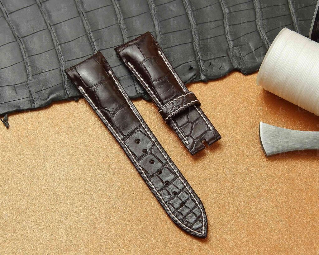 Custom Brown alligator leather watch band for Breguet Type XXI 3810 strap