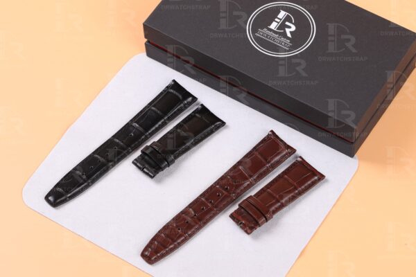 Handmade Black Santoni Leather watchband 22mm fit for IWC Portuguese Curved End straps