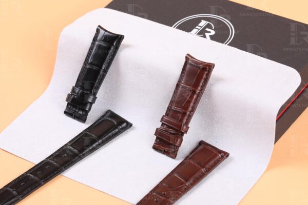 Handmade Black Santoni Leather watchband 22mm fit for IWC Portuguese Curved End santoni leather straps