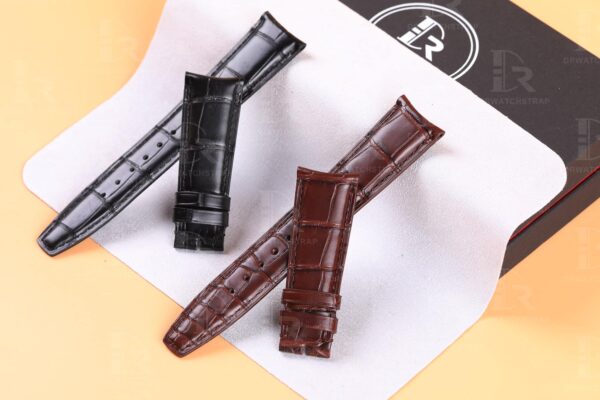 Handmade Black Santoni Leather watchband 22mm fit for IWC Portuguese Curved End santoni leather straps