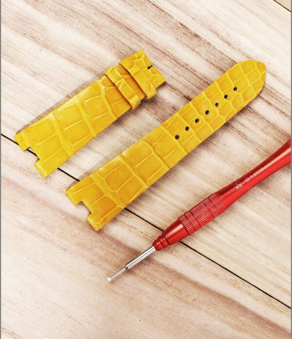 handmade Cartier bee watch strap Alligator yellow leather bracelet premium quality for sale