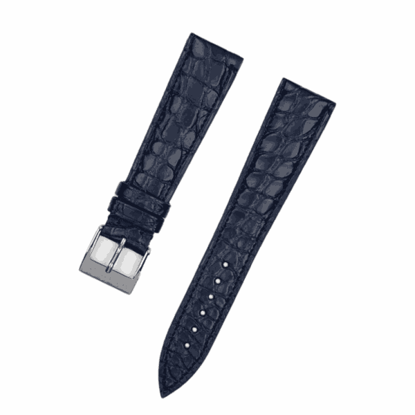Handmade leather watch strap: Midnight Blue Alligator Round Scale