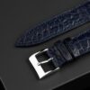 Handmade leather watch strap: Midnight Blue Alligator Round Scale