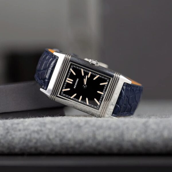 Handmade leather watch strap: Midnight Blue Alligator Round Scale