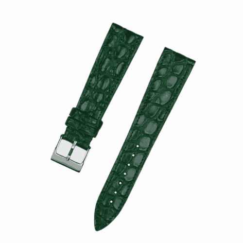 Handmade leather watch strap :Green Alligator Round scale