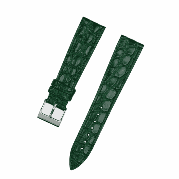 Handmade leather watch strap :Green Alligator Round scale