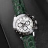 Handmade leather watch strap :Green Alligator Round scale
