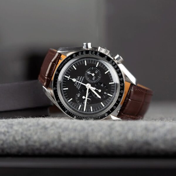 Handmade leather watch strap Brown sugar Alligator Belly scale