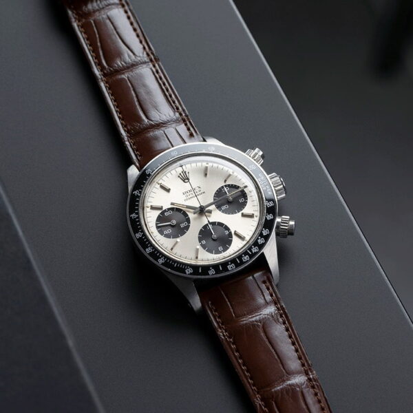 Handmade leather watch strap Brown sugar Alligator Belly scale