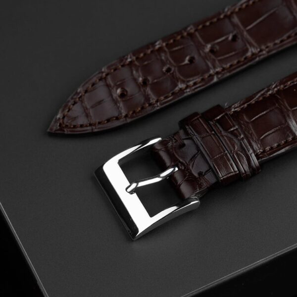 Handmade leather watch strap Brown sugar Alligator Belly scale