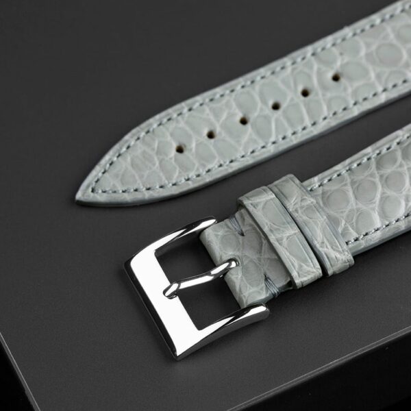 Handmade leather watch strap Early Grey Alligator Round scale