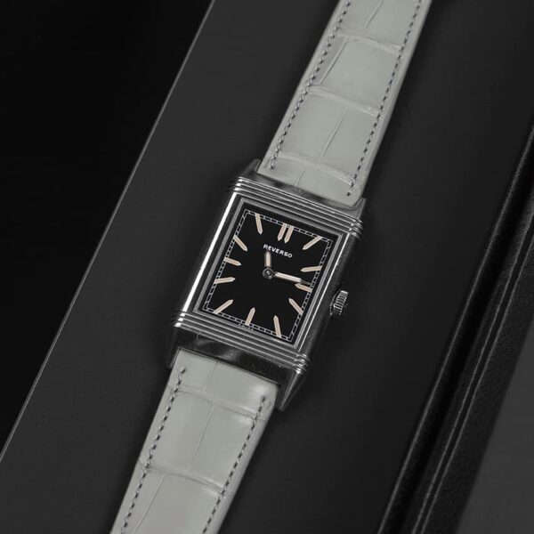 Handmade leather watch strap :Early Grey Alligator Belly scale