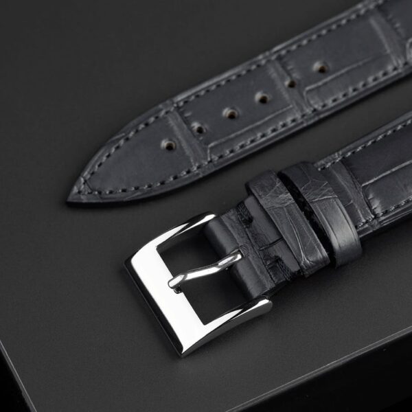 Handmade leather watch strap Grey Alligator Belly scale