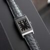Handmade leather watch strap Grey Alligator Round scale
