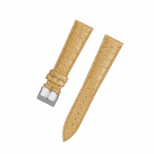 Handmade leather watch strap Apricot Alligator Round scale