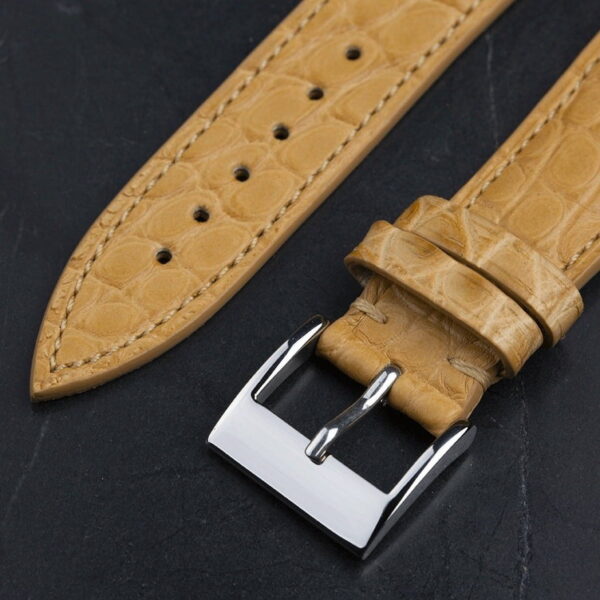 Handmade leather watch strap Apricot Alligator Round scale