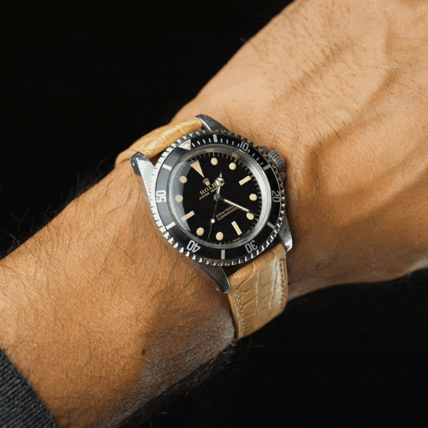 Handmade leather watch strap Apricot Alligator Round scale