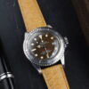 Handmade leather watch strap Apricot Alligator Round scale