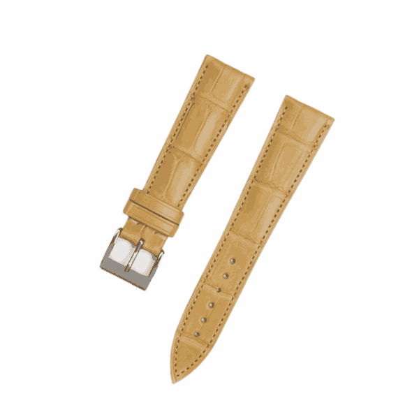 Handmade leather watch strap Apricot Alligator Belly scale