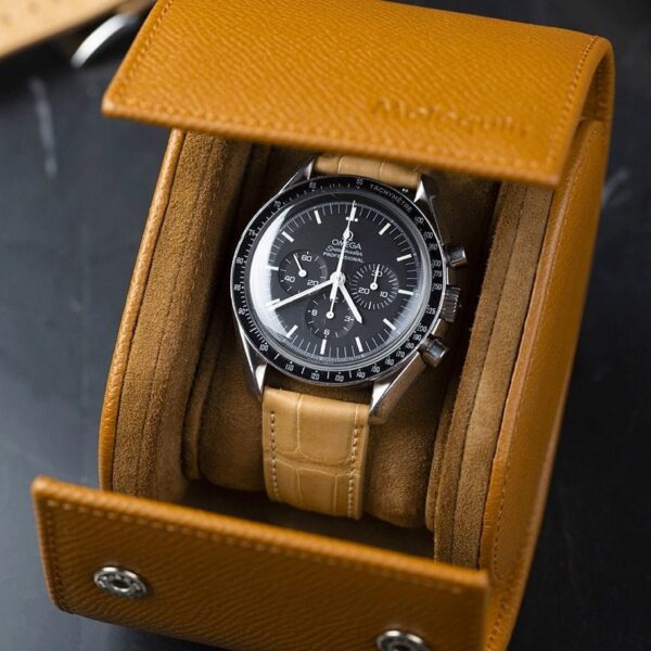 Handmade leather watch strap Apricot Alligator Belly scale