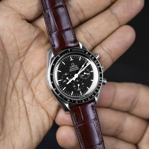 Handmade Leather watch strap Brown Alligator Belly Scale