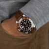 Handmade leather watch strap Brown Alligator Round-scale