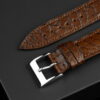 Handmade leather watch strap Brown Alligator Round-scale